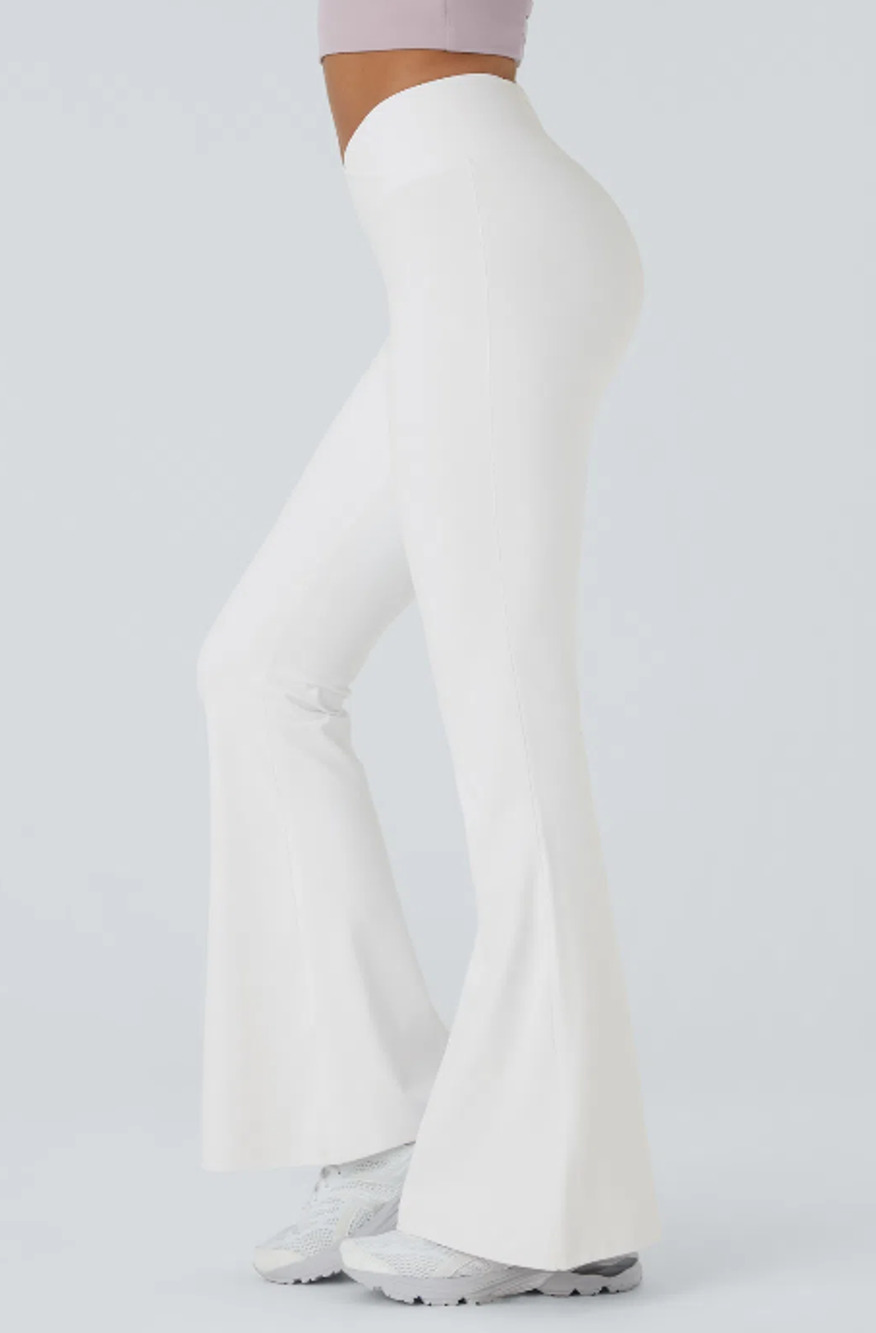 Halara HaloTek Air Flare Leggings White Crossover High Waist XL Petite Pants